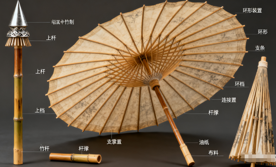 竹骨纸伞结构